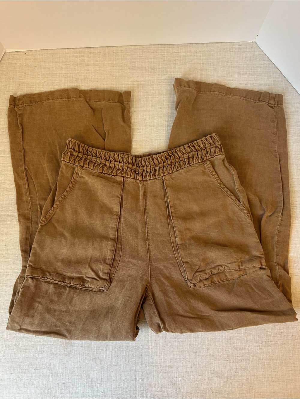 Joie Wide-Leg Linen Blend Pants in Warm Brown